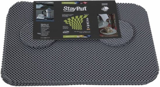 StayPut Placemat en onderzetter set - grijs