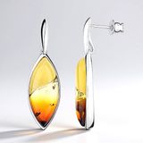 Cavill - 925 Sterling Zilver Zilveren Oorbellen met 5,187 ct Baltic Barnsteen - Sunrise & Milky Cabochon