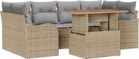 vidaXL - Tuinbank - Set - 7 - st - Beige - Poly - rattan