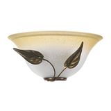 ONLI Mira wandlamp van glas, kleur ivoor, kleurverloop, amber, metalen frame in bruin en goud