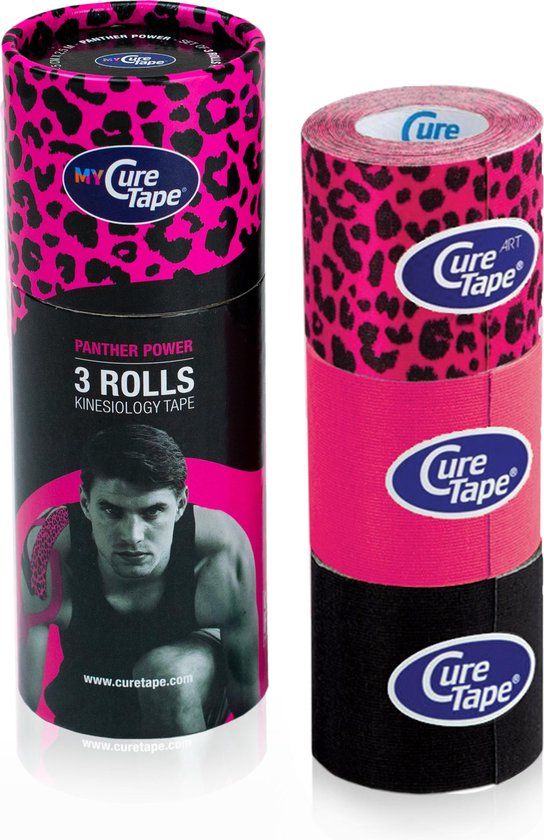 CureTape My CureTape Panther Power Kinesiotape - 3 Rollen 5cm x 2,5m - Leopard, Pink & Zwart