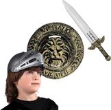 Boland Ridder Carnaval verkleedset voor kinderen - Ridderhelm - Zwaard van 48 cm - Schild - Kunststof