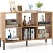 Costway Bibliothèque Cube, Meuble de rangement en bois avec compartiments ouverts, pieds en métal surélevés, étagères réglables, pour salon, chambre, bureau, 120 x 35 x 79,5 cm, naturel