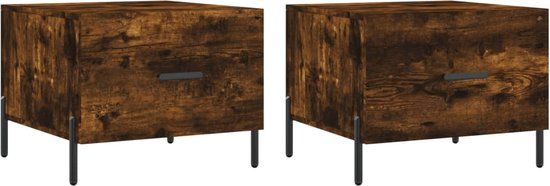 vidaXL Salontafels 2 stuks 50x50x40 cm bewerkt hout gerookt eikenkleurig