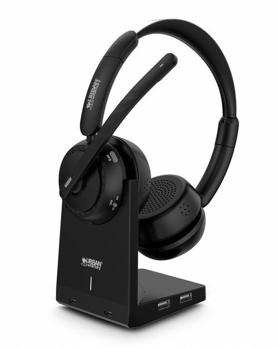 Urban Factory Headset met Bluetooth en microfoon Zwart