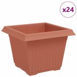vidaXL Vierkante Bloempot Baksteenrood 24 stuks 23 x 23 x 17,5 cm