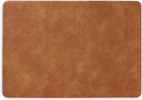 Zeller placemats lederlook - 45 x 30 cm - cognac bruin - vegan leer - tafel onderleggers