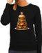 Bellatio Decorations Kersttrui/sweater dames - kerstboom van hamburgers - zwart - burgerfan - Merry Christmas L