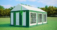 Tente de réception paroi latérale avec entrée étroite, 3m de large - PVC, 2m de haut, entrée zippée - Vert-blanc
