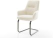 DELIFE Fauteuil Zelia-Flex avec accoudoir, tissu, beige, acier inoxydable/polyester, 53 cm hauteur d'assise