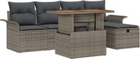 vidaXL Tuinbank Set 6-delig Grijs Polyrattan