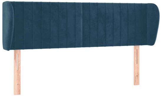 vidaXL Hoofdbord met randen 147x23x78/88 cm fluweel donkerblauw