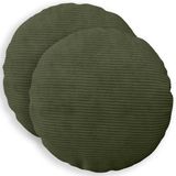 vidaXL - Kussensloop - 2 stuks - HEERLEN - Groen - Ø 40 cm - Corduroy