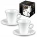 Wilmax Porseleinen Koffiekopjes met Schotels - Set van 2, 160ml, Wit