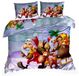 Magisch Kerst Housse de couette 3D - Satin de coton - 160x200 cm - Comprend 2 taies d'oreiller 70x80 cm - Design : "Père Noël avec cloche" et sac cadeau – Festif & Chaud