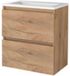 Basic Line Start 39 Badkamermeubelset - Ondiep - 60 x 39 cm - Greeploos - 2 Lades - Acryl Wastafel - Zonder Kraangat - Whisky Oak