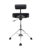 Gibraltar 9808HMTB Prestatiekruk, drumkruk (16 inch ronde barkruk in hoogte verstelbaar, met rugleuning en voetensteun, voor studio, podium en kantoor)