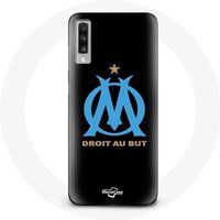 Maniacase Hoesje voor Samsung Galaxy A70 Olympique de Marseille Logo Zwarte Achtergrond