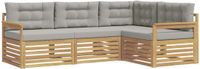 vidaXL - Extérieur - canapé - ensemble - 5 - pièces - Blanc - et - Gris clair - Polyester