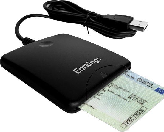 EarKings eID Kaartlezer Identiteitskaartlezer - Card Reader - Zwart