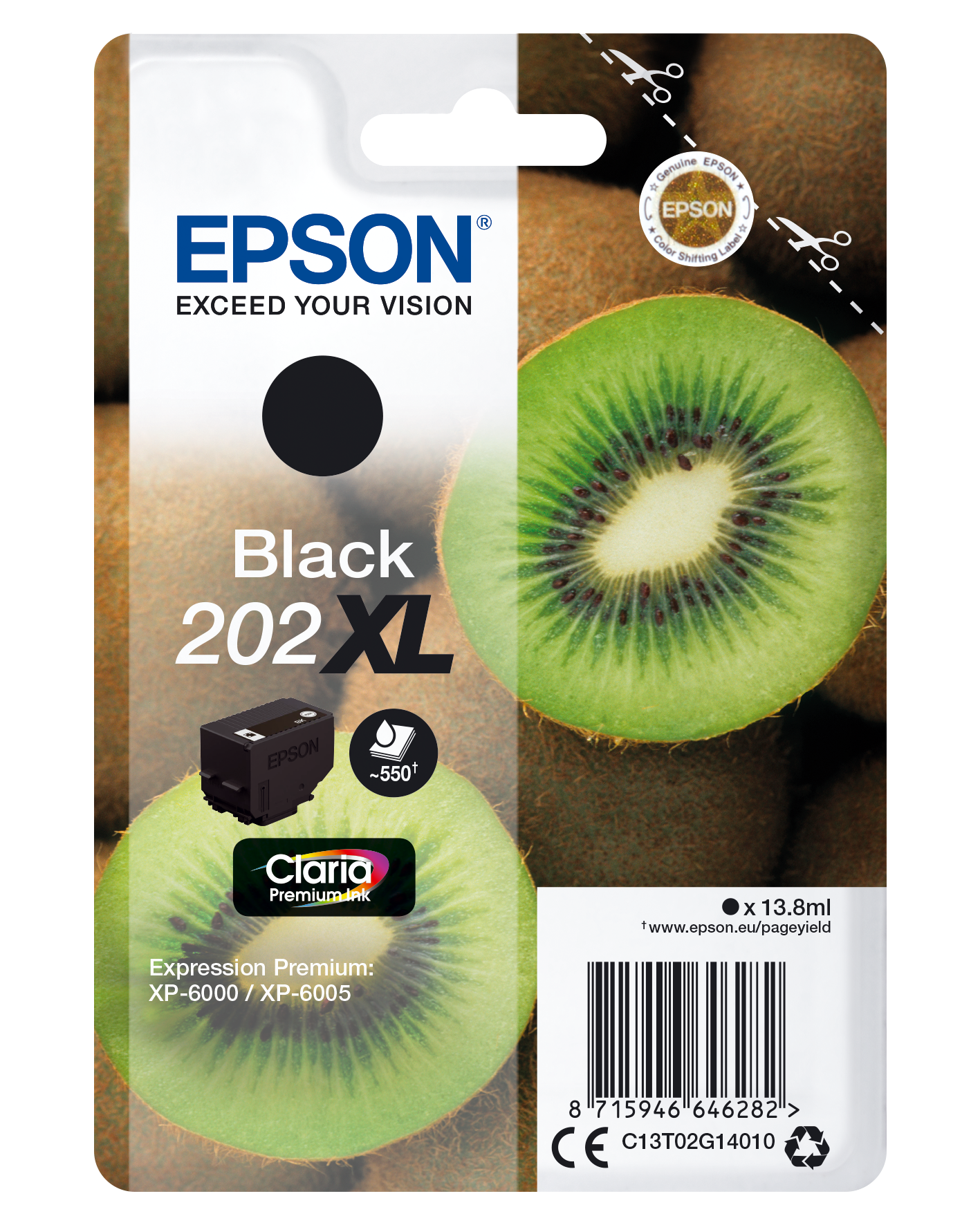Epson Kiwi Singlepack Black 202XL Claria Premium Ink single pack / zwart