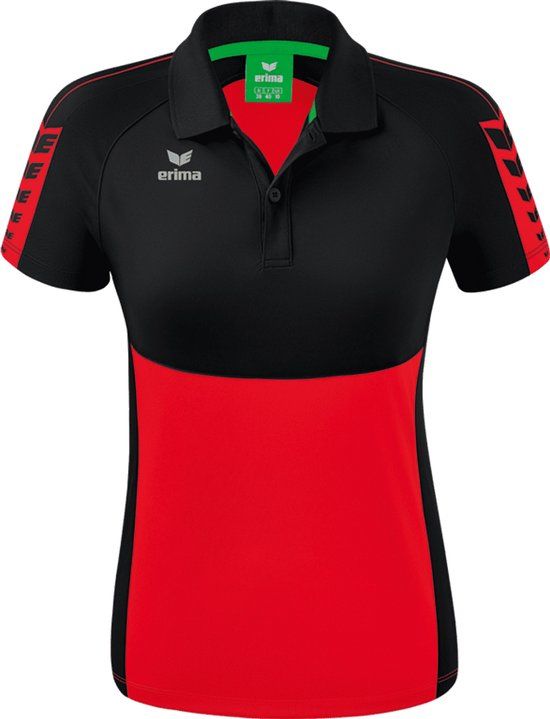 ERIMA Six Wings Polo Dames Rood-Zwart Maat 44 - Fitness & Training - Lange mouw - Polyester