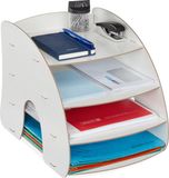Merkloos Relaxdays brievenbak - 4 vakken - A4 - bureau organizer - wit