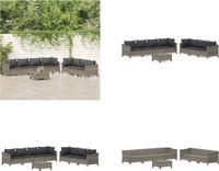 vidaXL 8-delige hoek loungeset met kussens, polyrattan, grijs