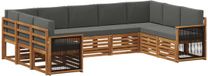 vidaXL - Salon d'angle - 7 pièces - Bois d'acacia - Naturel et anthracite