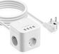 Multiprise avec USB - Prise plate avec interrupteur - Multiprise 3 prises avec 4 USB (5 V/3,4 A) - Blanc