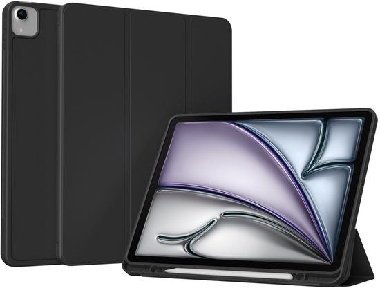Accezz Tablet Hoes - Geschikt voor Apple iPad Air 13 inch (2026) M4 / Air 13 inch (2025) M3 / Air 13 inch (2024) M2 - Smart Silicone Bookcase - Zwart