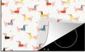 Merkloos KitchenYeah® Inductie beschermer 77x51 cm - Honden illustratie met teckels - Inductie kookplaat accessoire