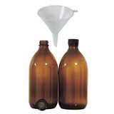 Mikken 2 x bruine medicijnfles 500 ml fles met schroefdop made in Germany & BPA-vrij - incl. vultrechter