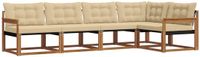 vidaXL Hoek loungeset 5-delig Natuurlijk en Beige Acacia Hout