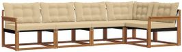 vidaXL Hoek loungeset 5-delig Natuurlijk en Beige Acacia Hout
