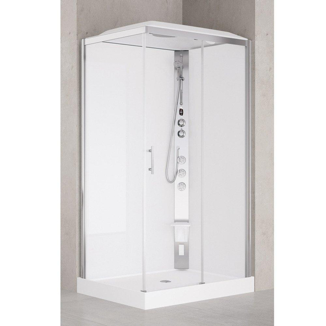 Nemo Nemo Spring Vidrio Hammam douchecabine 120x90cm rechts met schuifdeur en vaste wanden in veiligheidsglas met jets thermostatische douchekraan VMV2P290DT5-1B