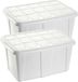 Plasticforte Opbergbox met deksel - 2x - Wit - 60L - kunststof - 63 x 46 x 32 cm