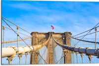 Merkloos / Sans marque Dibond Brooklyn Bridge Print - 75x50cm - Aluminium - Beige/Blauw - Klassiek