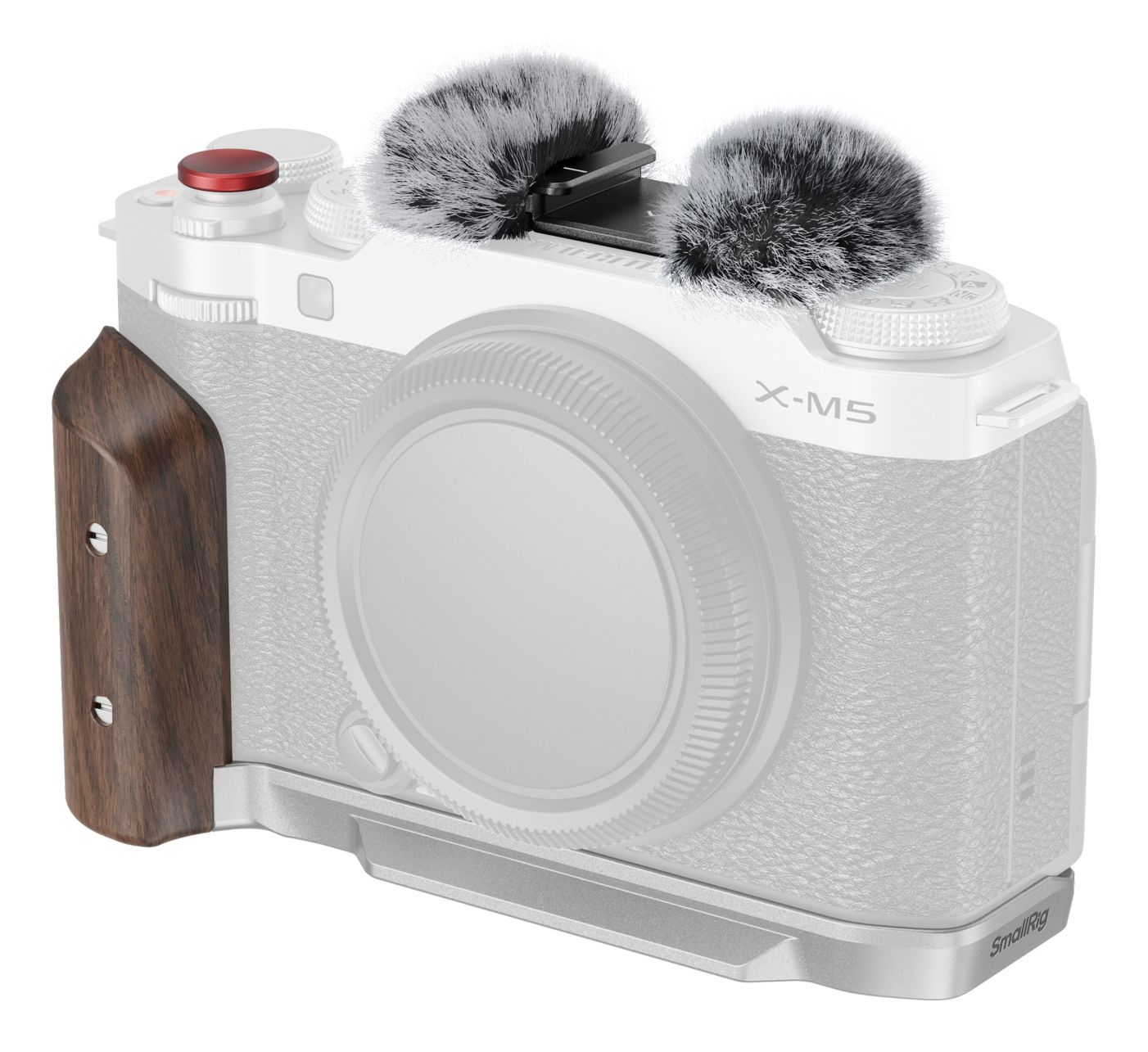 SmallRig 5261 L-Shape Mount Plate with Wooden Handle for Fujifilm X-M5, Silver