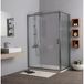City Cabine de douche 130cm avec paroi latérale fixe 70cm, porte coulissante, verre de sécurité, Gun Metal, cadre en aluminium, montage réversible