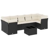 vidaXL 8-delige Loungeset met Kussens, Poly Rattan, Zwart