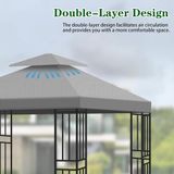 Merkloos Vervangend dak voor paviljoen, 3 x 3 m, 2-traps pvc-paviljoen, dakdeken, waterdicht, paviljoen, vervangend dak voor metaal, paviljoen, tuinpaviljoen, partytent, tuintent (antraciet)
