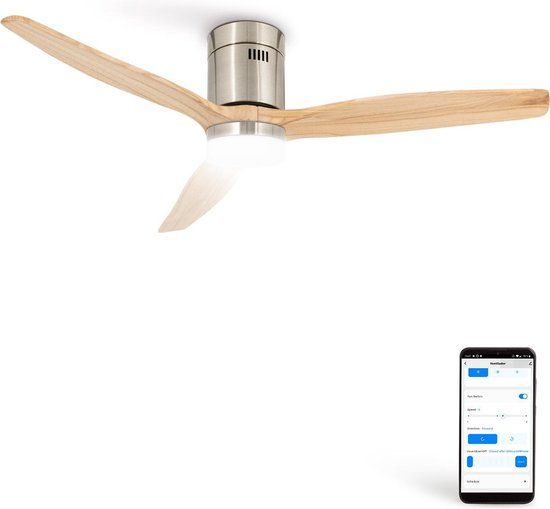CREATE WINDCALM DC STYLANCE NICKEL Plafondventilator - 132 cm - Nikkel - Met Verlichting en WIFI - Zomer/Winterfunctie