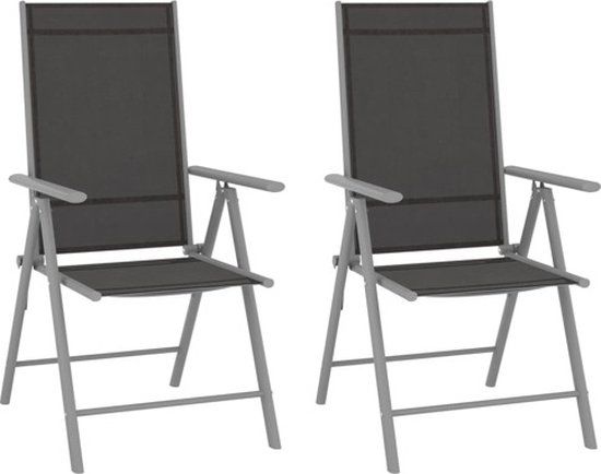 vidaXL Tuinstoelen 2 st inklapbaar textileen zwart