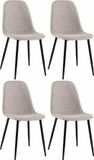 CLP Giverny Set van 4 eetkamerstoelen - zonder armleuning - grijs Stof