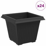 vidaXL Vierkante Bloempot 24 st Zwart 20 x 20 x 16 cm Kunststof