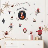 Ambiance Sticker Vrolijk Kerstmis Bosdieren Kerststickers - Zelfklevende Kerststickers - Feestelijke Decoraties - 60x75cm