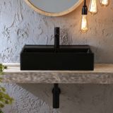 Hudson Reed Elements Graphite Rectangular Countertop Basin - 1 Tap Hole - Modern Design - 50 x 35 cm