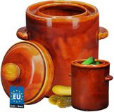 KOTARBAU® Pot à choucroute - Pot de fermentation en céramique 2,5L avec couvercle à réservoir d'eau - pour choucroute - Kimchi et légumes - Grès - Marron