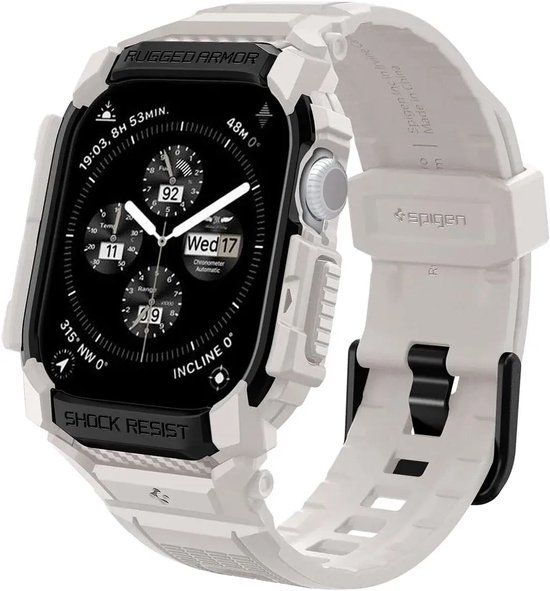 Spigen Rugged Armor Pro Hoesje en Bandje Geschikt voor Apple Watch 11/10 42MM Beige
